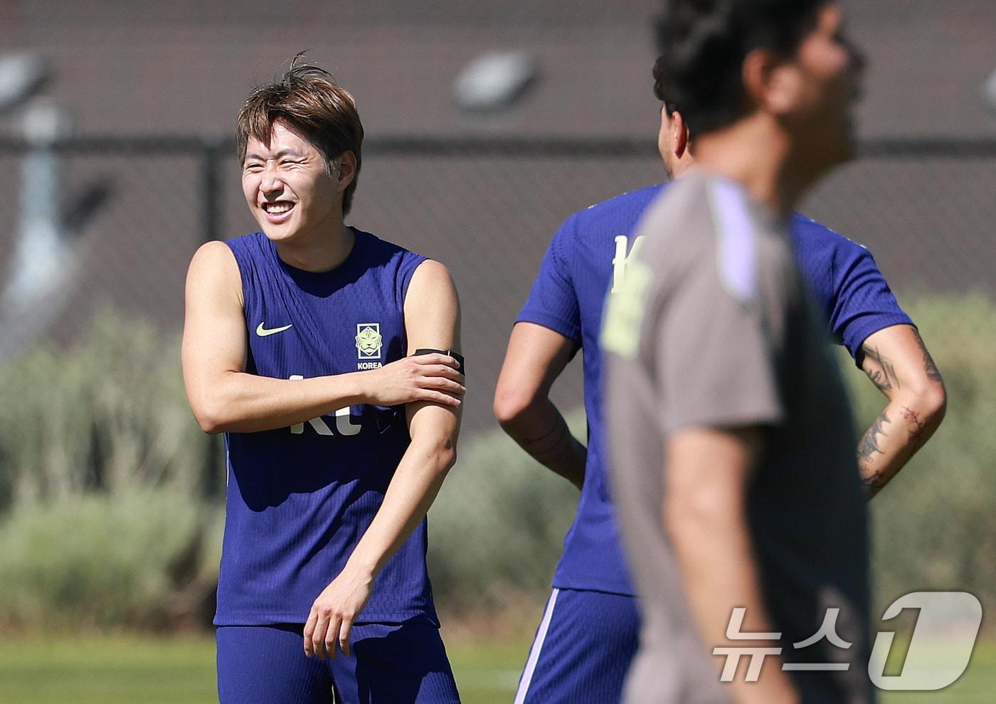 본문 이미지 - 대한민국 축구대표팀 이강인이 2일(현지시간) 미국 유타주 헤리먼에 위치한 자이언스뱅크 트레이닝센터에서 훈련을 하고 있다. 2026.6.3 ⓒ 뉴스1 임세영 기자