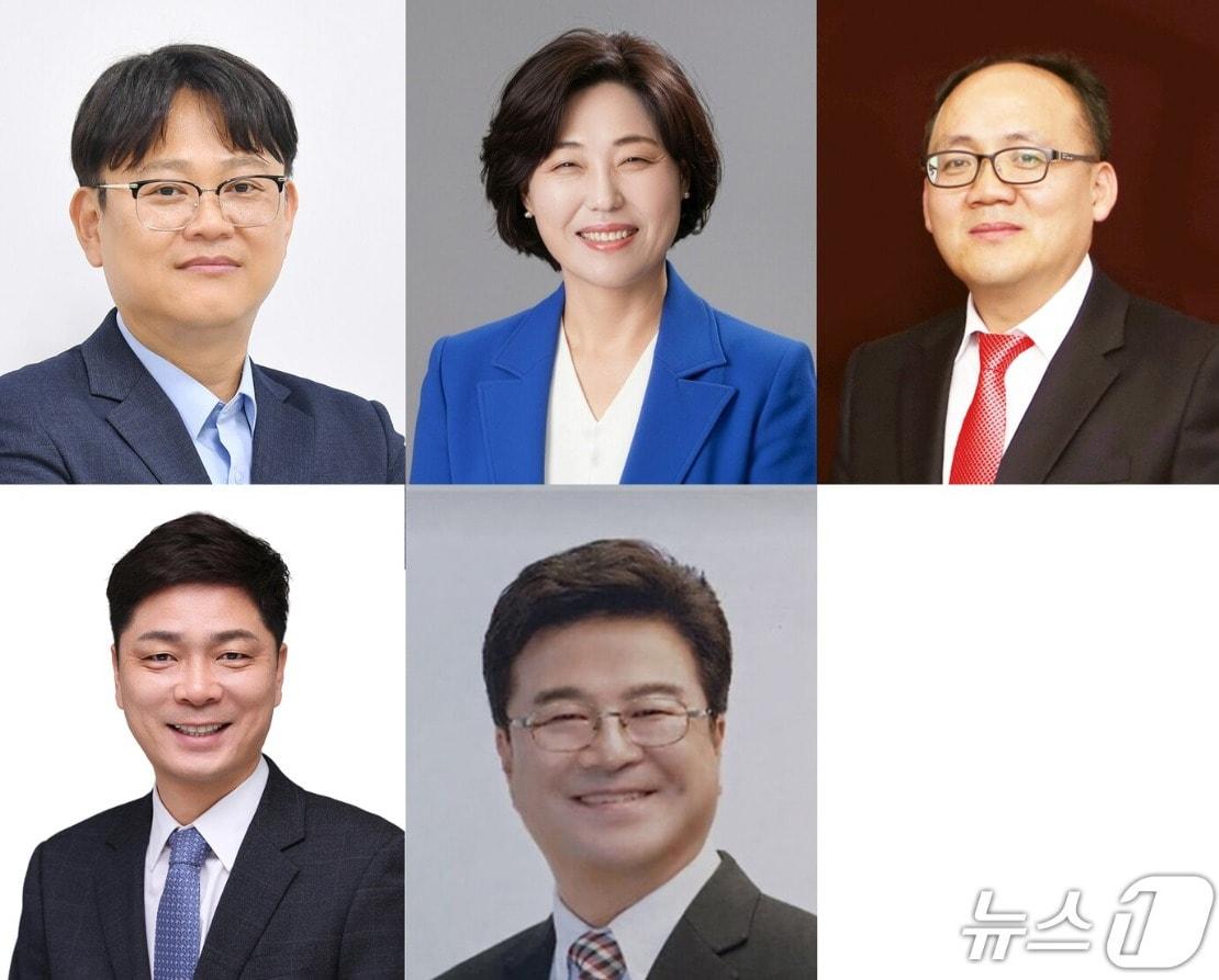 본문 이미지 - 사진 위 왼쪽부터 시계 방향으로 청주시의원 선거에 출마한 박승찬·임은성·김재년·정영석·배성철 후보.(자료사진)/뉴스1