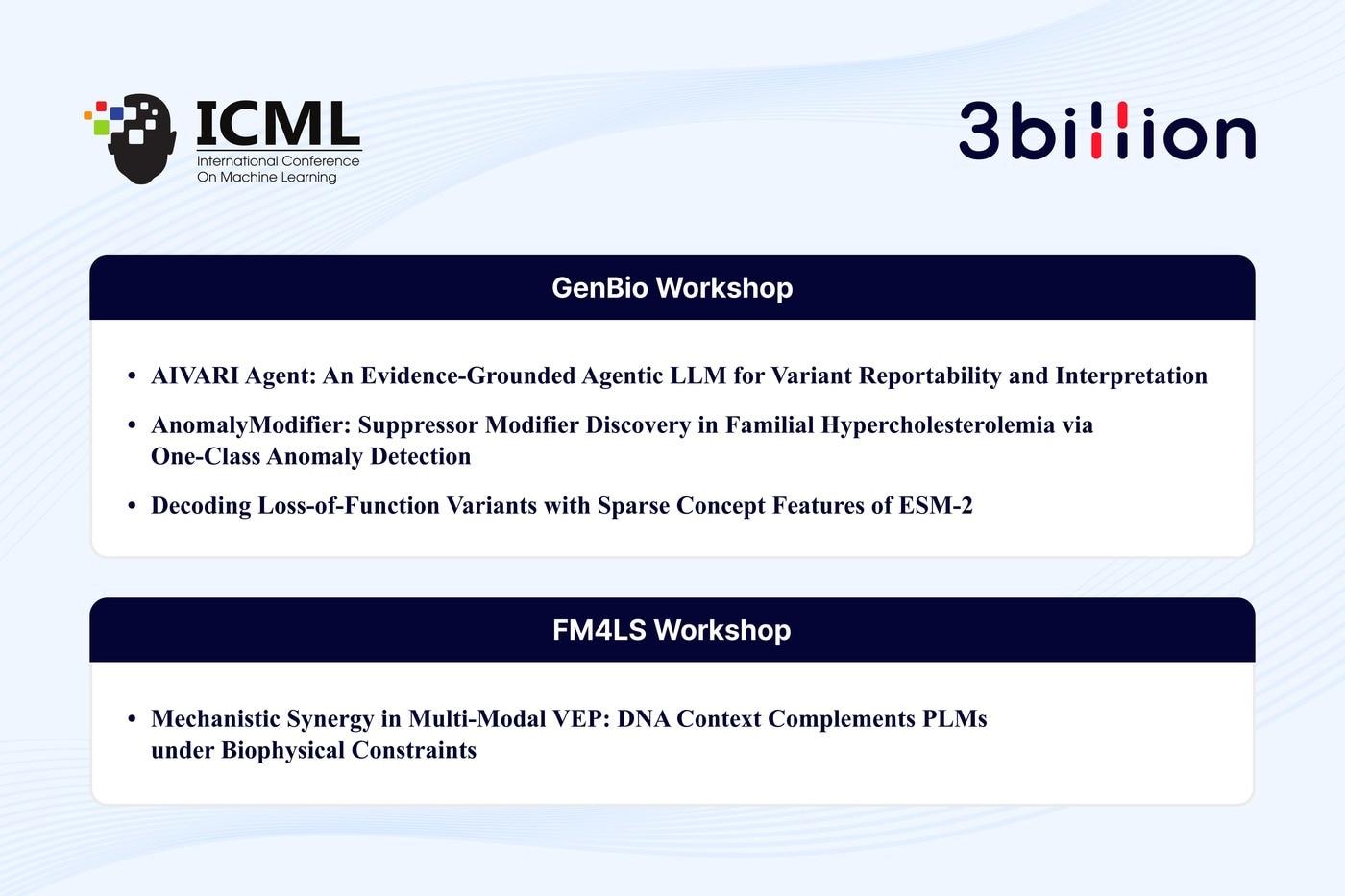 본문 이미지 - 쓰리빌리언 논문 4편 'ICML 2026' 워크숍에서 채택.(쓰리빌리언 제공)