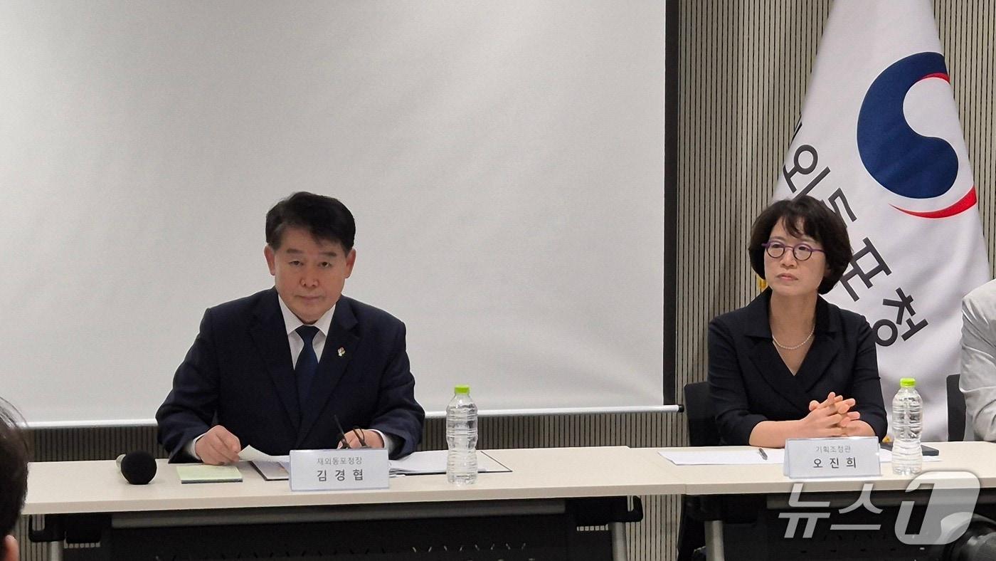 본문 이미지 - 김경협 재외동포청장이 5일 '출범 3주년 기념 간담회'에서 발언하고 있다. 2026.06.05 ⓒ 뉴스1 임여익 기자