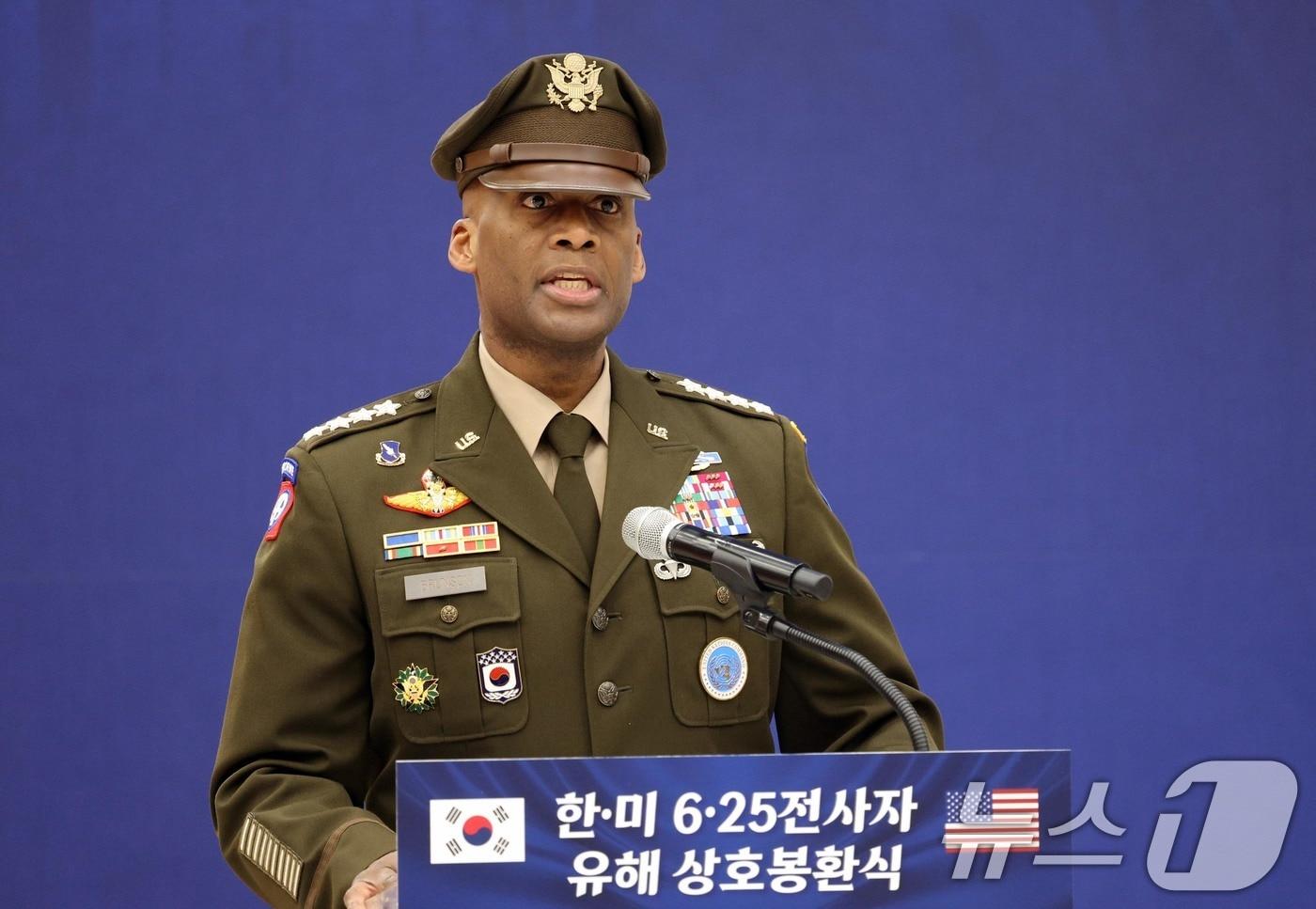 본문 이미지 - 제이비어 브런슨 주한미군사령관 겸 유엔군사령관(육군 대장). 2026.6.5 ⓒ 뉴스1 이재명 기자