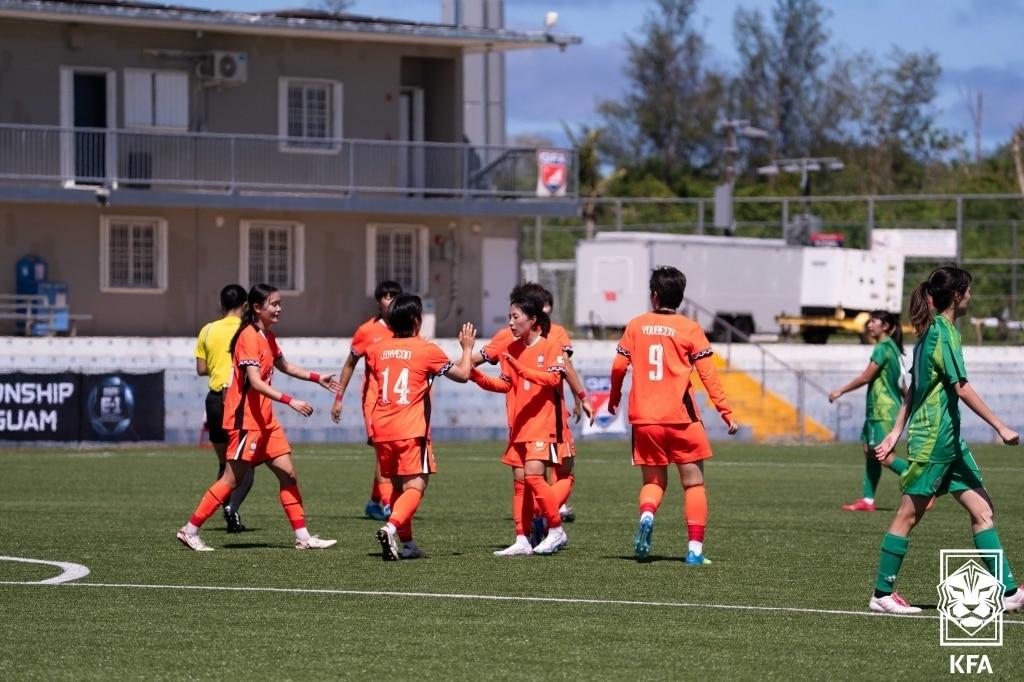 본문 이미지 - EAFF E-1 챔피언십 예선에서 마카오를 완파한 한국 여자축구대표팀. (대한축구협회 제공)