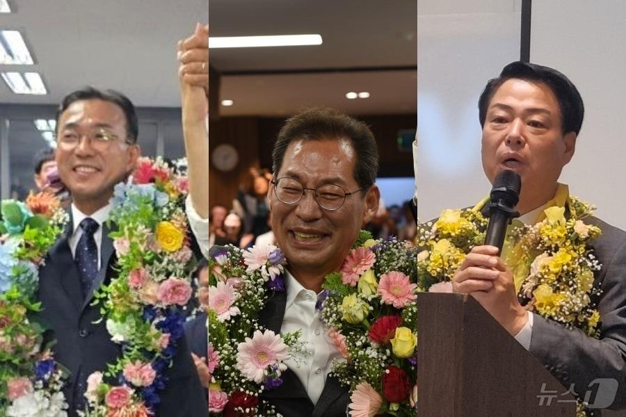 본문 이미지 - 서영학 여수시장 당선인, 손훈모 순천시장 당선인, 박성현 광양시장 당선인(좌측부터). ⓒ 뉴스1 김성준 기자