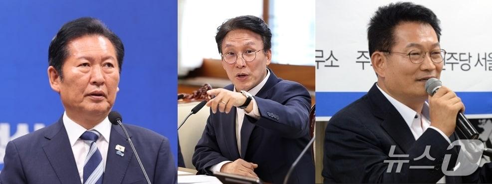 본문 이미지 -  더불어민주당 8·17 전당대회에 나설 것으로 보이는 정청래 대표, 김민석 전 국무총리, 송영길 전 대표. ⓒ 뉴스1 DB