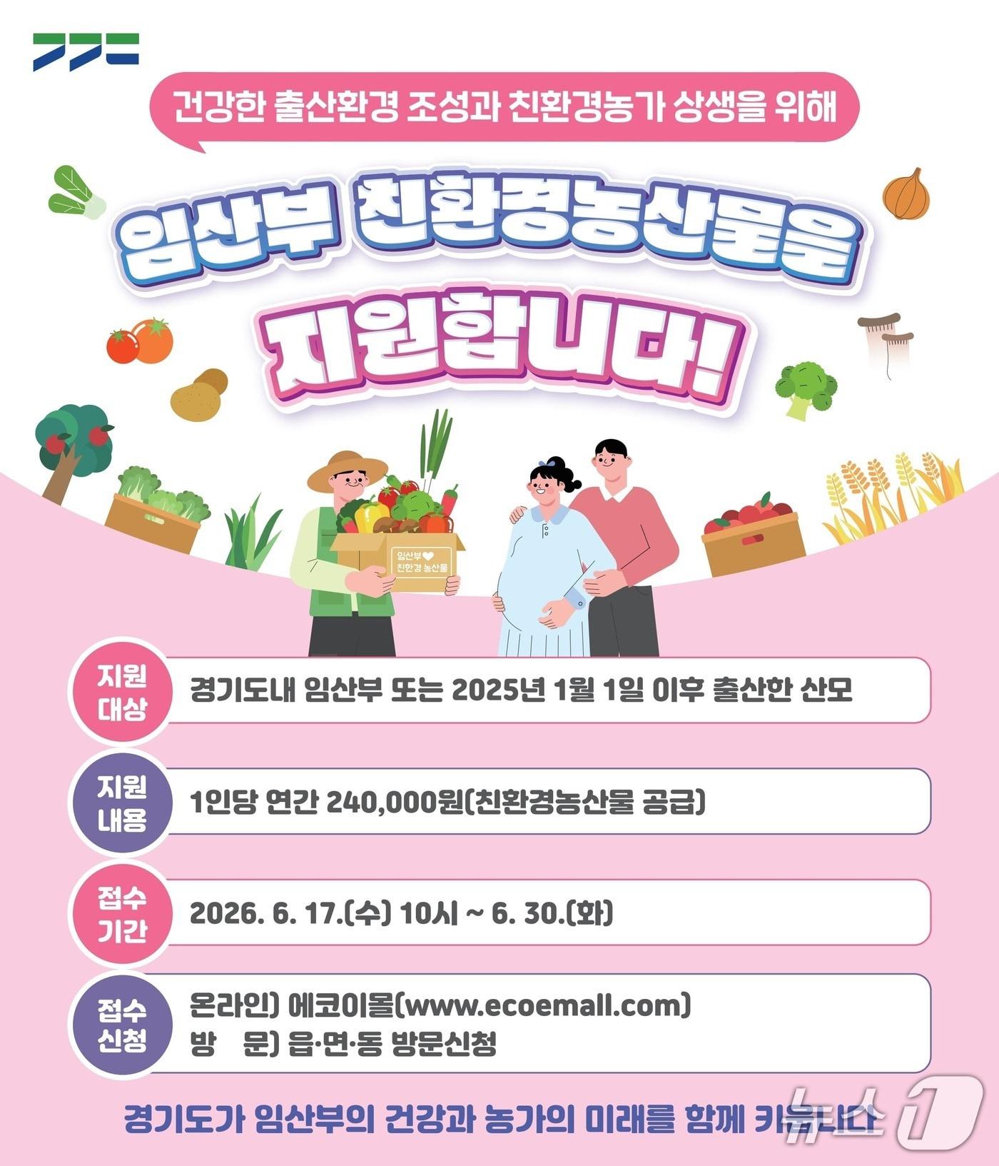 본문 이미지 - 이천시 임산부 친환경농산물 지원사업 신청 접수 안내 포스터.(이천시 제공)
