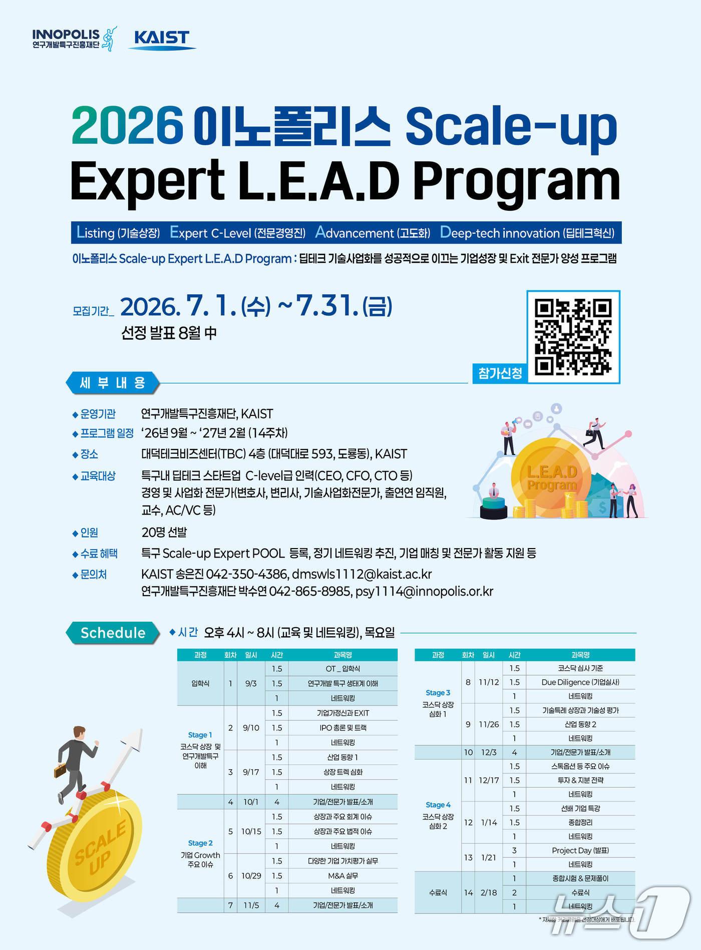 본문 이미지 - 2026 이노폴리스 스케일업 전문가 L.E.A.D 프로그램 안내 포스터(특구재단 제공) /뉴스1