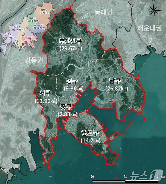 본문 이미지 - 부산 생활권계획(원도심권) 위치도.(부산시 제공. 재판매 및 DB금지)