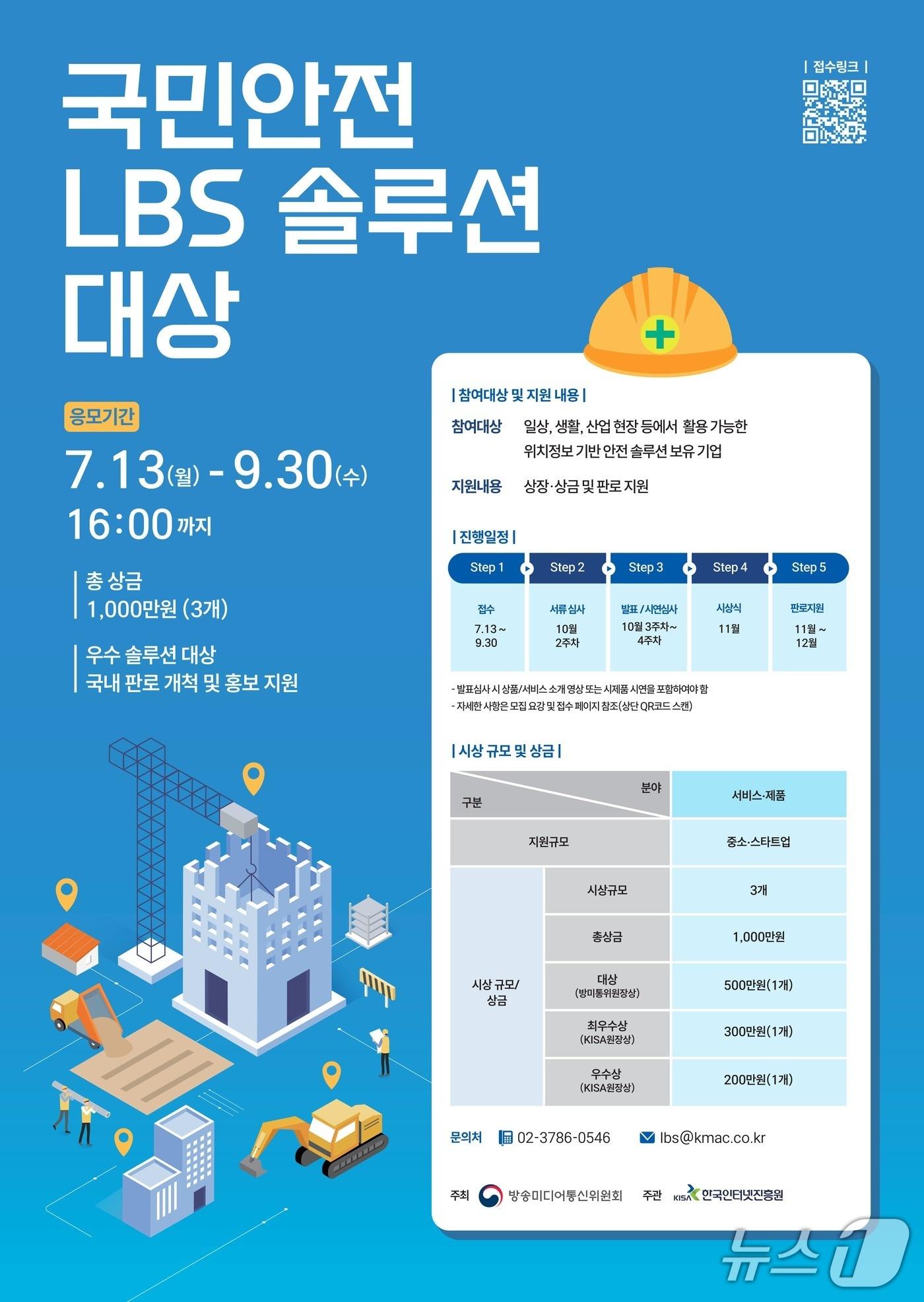 본문 이미지 - '국민안전 위치기반서비스(LBS) 솔루션 대상' 모집 포스터(KISA 제공)