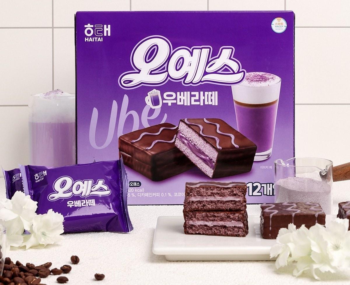 본문 이미지 - 오예스 우베라떼 제품 사진.(해태제과 제공)
