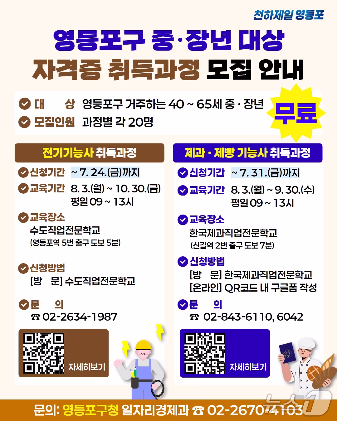 본문 이미지 - 중장년대상 자격증 취득과정 모집 안내.(영등포구 제공)