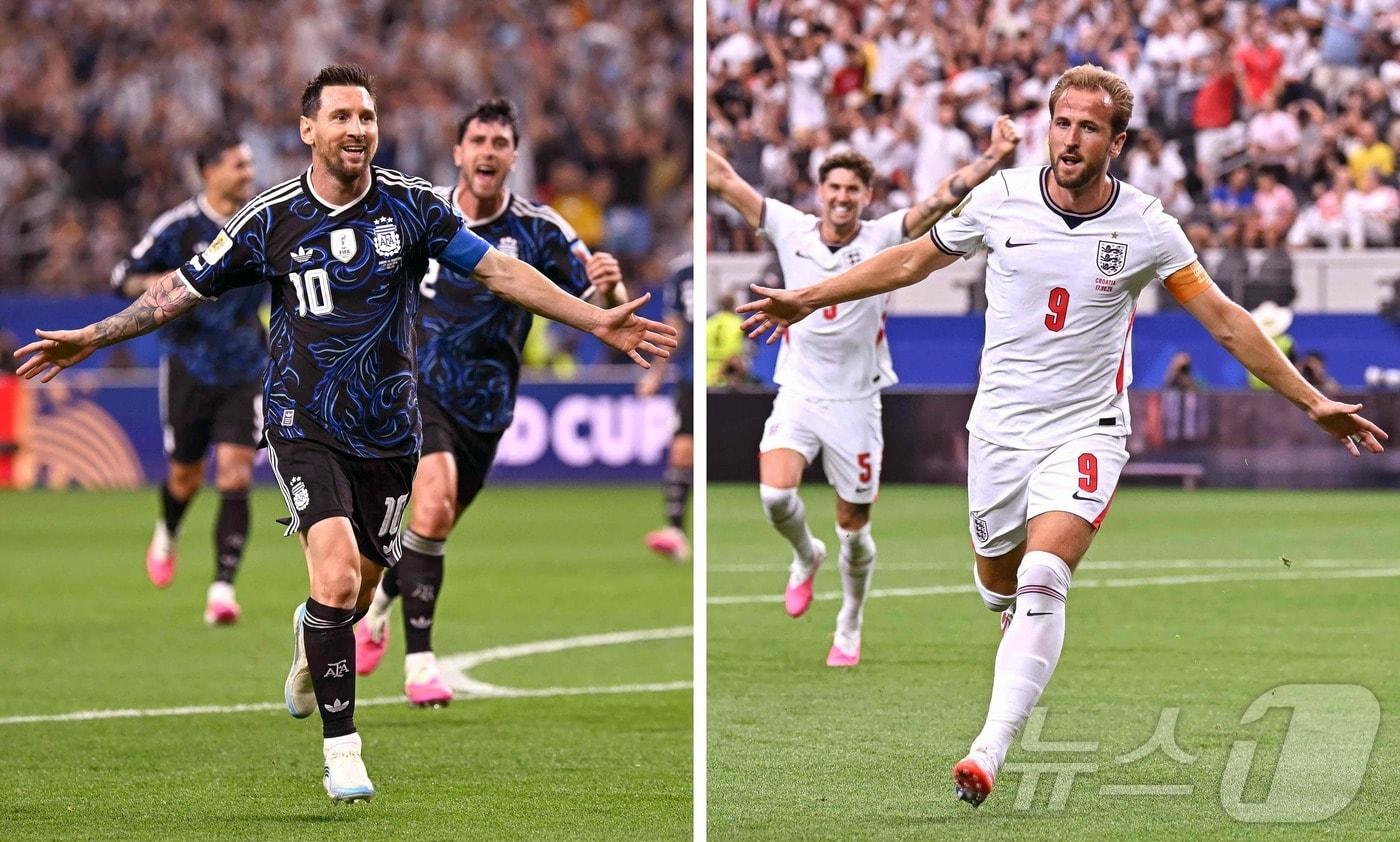 본문 이미지 - 아르헨티나의 리오넬 메시(왼쪽) vs 잉글랜드의 해리 케인. ⓒ AFP=뉴스1