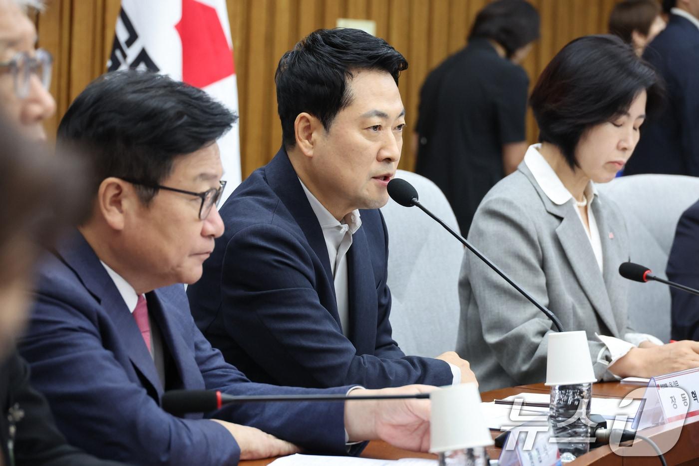본문 이미지 - 장동혁 국민의힘 대표가 14일 서울 여의도 국회에서 열린 장윤기 사건이 드러낸 수사 공백과 보완수사권의 필요성 토론회에서 발언하고 있다. 2026.7.14 ⓒ 뉴스1 신웅수 기자