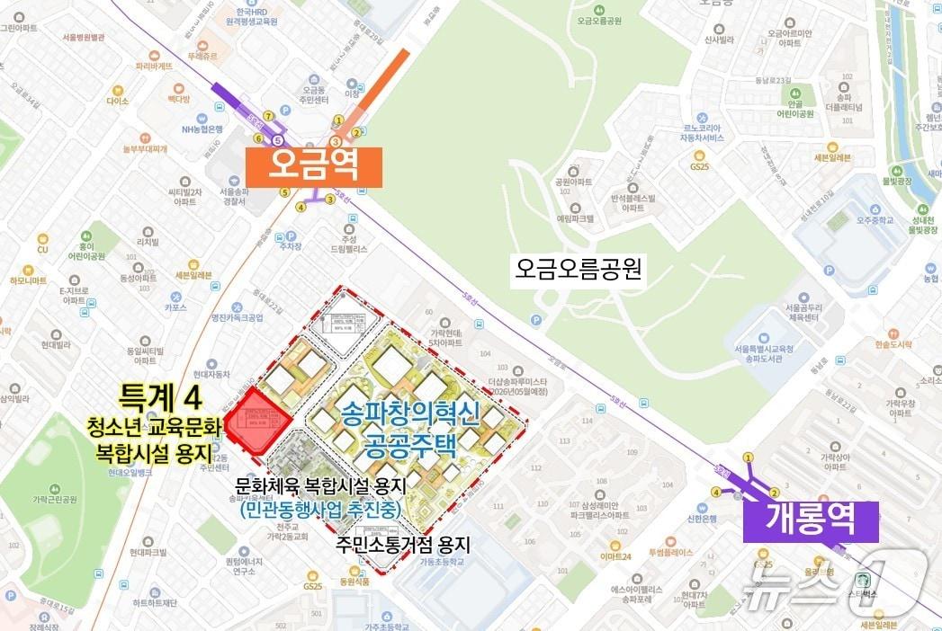 본문 이미지 - 대상지 공모형 민간투자사업이 진행되는 서울 송파구 가락동 162 일원 옛 성동구치소 부지 위치도(서울시 제공)