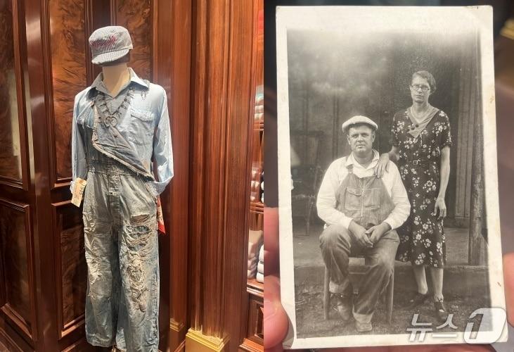 본문 이미지 - 맨온더분 청담 빈티지 마켓에서 선보인 1940년대 미국 데님 점프수트. 가격은 약 3000달러에 달한다. ⓒ 뉴스1 박혜연 기자
