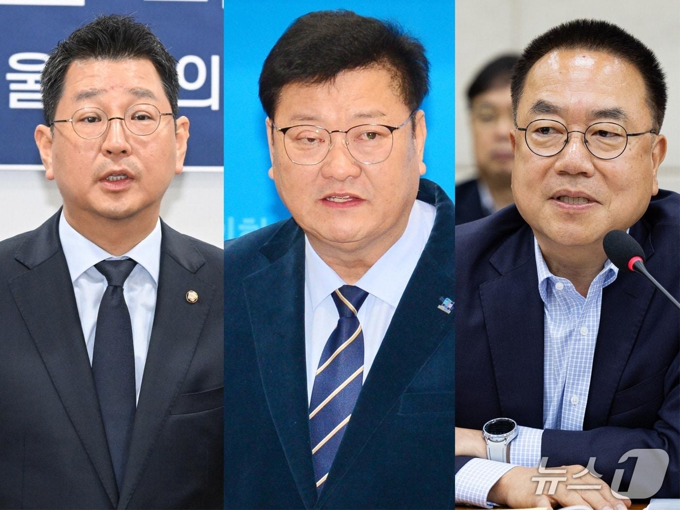 본문 이미지 - 왼쪽부터 더불어민주당 김태선·임동호 시당위원장 후보와 국민의힘 서범수 시당위원장 후보/뉴스1DB