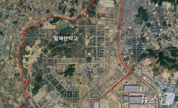 본문 이미지 -  평택 고덕국제화계획지구 내 위치했던 '알파탄약고' 위치도(평택시 제공)