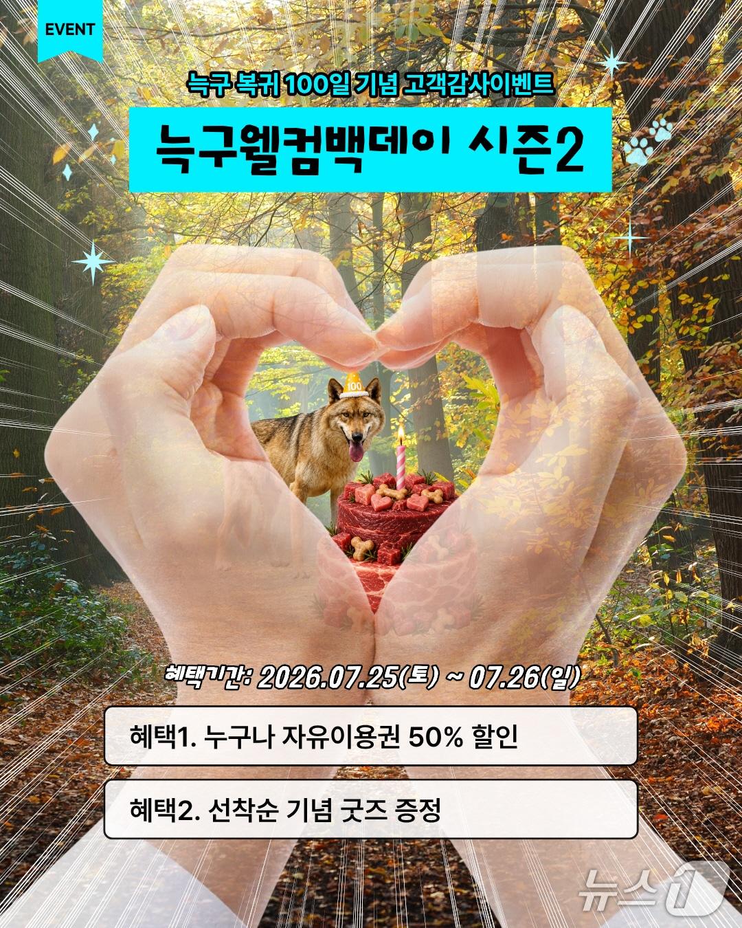 본문 이미지 - 늑구 무사 복귀 100일 고객 감사 이벤트 포스터 (대전도시공사 제공) / 뉴스1
