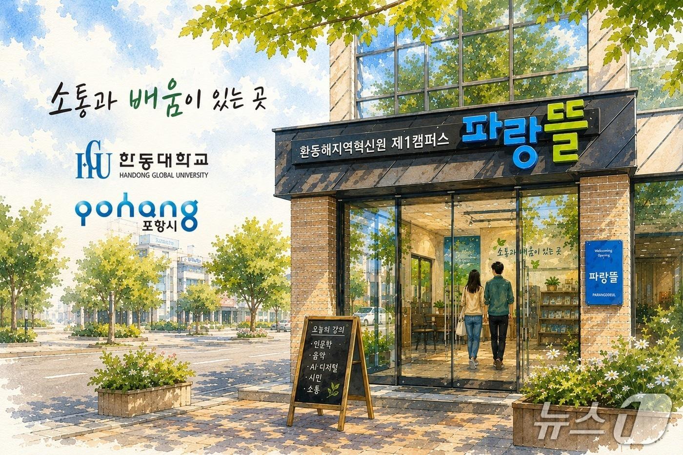 본문 이미지 - 22일 경북 포항한동대학교 환동해지역혁신원이 오는 8월 영덕캠퍼스를 개원한다고 밝혔다. 사진은 생성형 AI를 활용해 만든 영덕캠퍼스 이미지. 한동대제공, 재판매 및 DB금지) 2026.7.22/뉴스1 