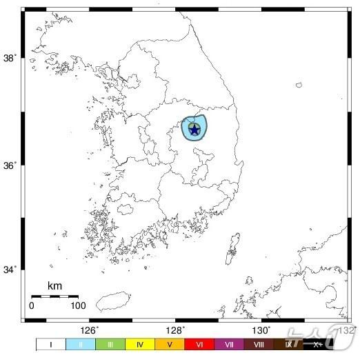 본문 이미지 - 23일 오전 3시47분 경북 예천군 북쪽 1㎞ 지역에서 리히터 규모 2.6의 지진이 발생했다.(대구기상청 제공,재판매 및 DB 금지)