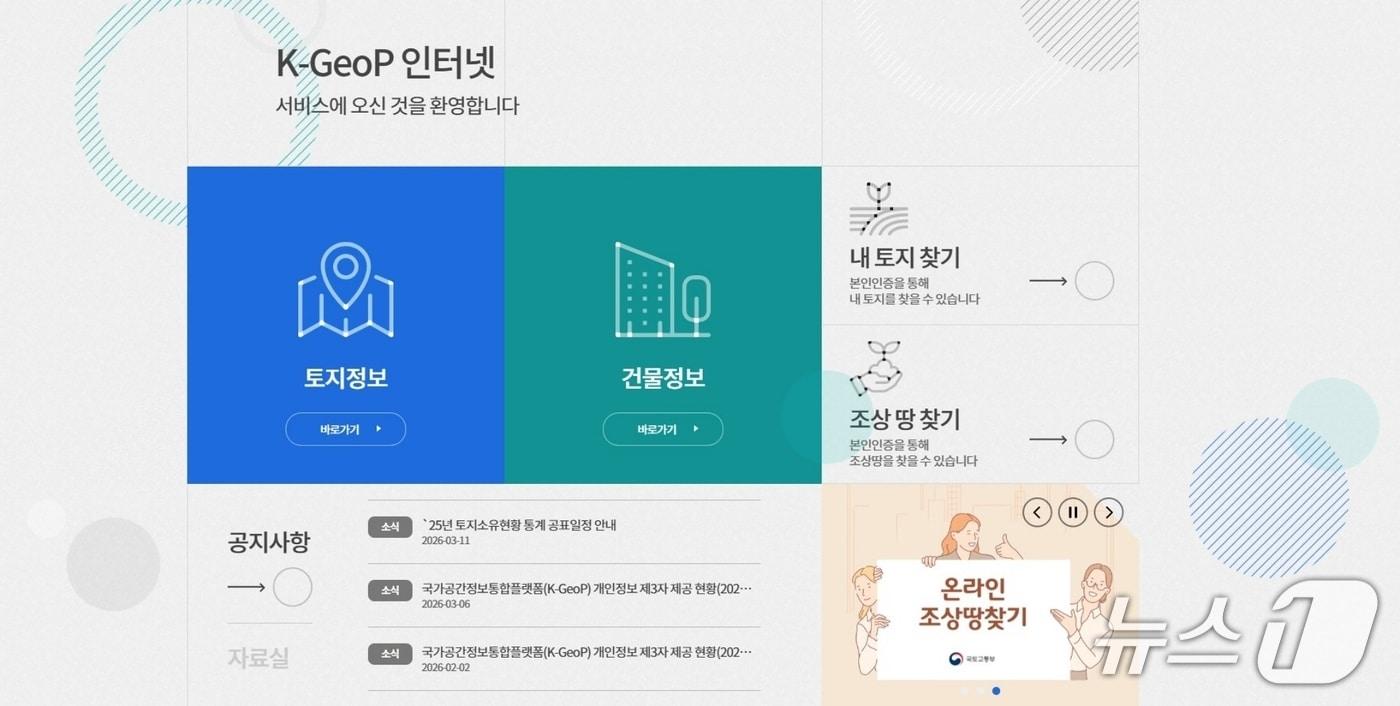 본문 이미지 - 조상 땅 찾기 K-Geo 플랫폼 화면.(진천군 제공. 재판매 및 DB금지)/뉴스1