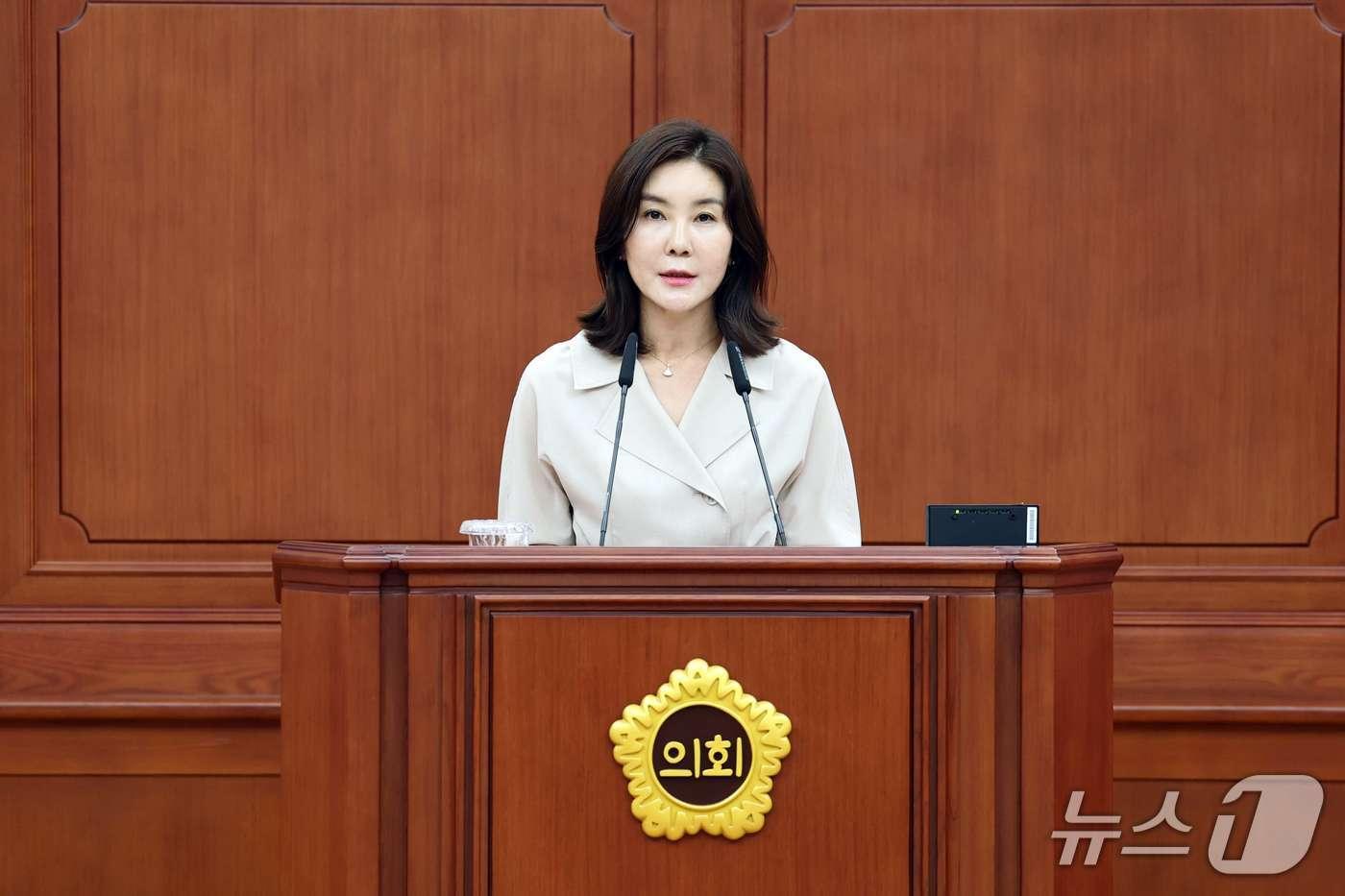 본문 이미지 - 인미동 대전시의원이 24일 297회 임시회 제4차 본회의에서 5분 자유발언을 하고 있다. (시의회 제공) / 뉴스1