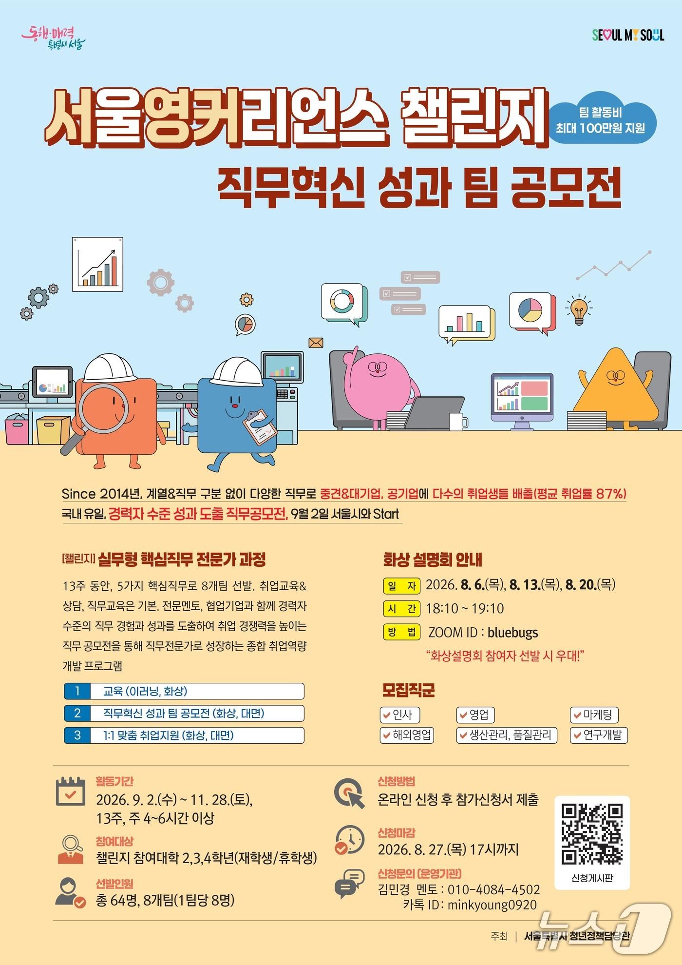 본문 이미지 - 서영커 챌린지 가을학기 참여자 모집 포스터.(서울시 제공)