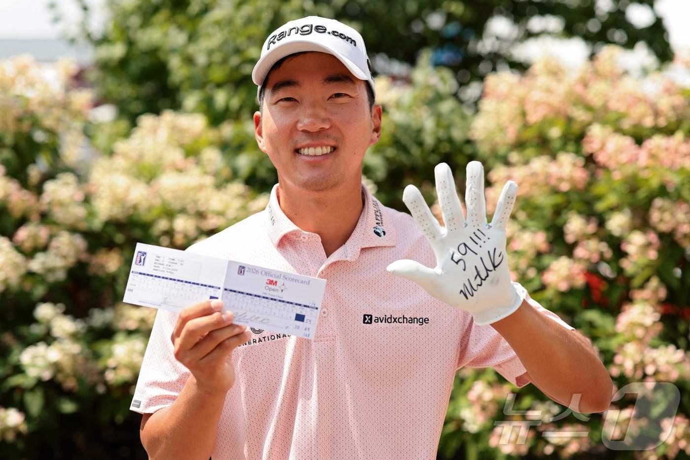 본문 이미지 - 마이클 김이 25일(한국시간) 열린 PGA 투어 3M 오픈 2라운드에서 '꿈의 59타'를 기록했다. ⓒ AFP=뉴스1