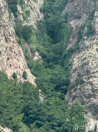 본문 이미지 - 27일 오전 9시 49분께 전북 군산시 옥도면 선유도의 선유봉에서 40대 여성이 추락한 것과 관련 해양경찰과 소방이 구조작업에 나서고 있다.(전북소방 제공. 재판매 및 DB 금지) 2026.7.27 ⓒ 뉴스1 장수인 기자
