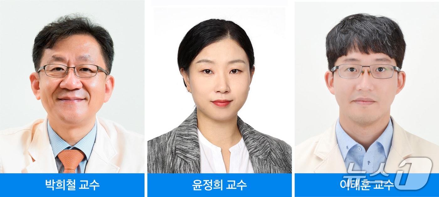 본문 이미지 - 삼성서울병원 방사선종양학과의 박희철·이태훈 교수와 윤정희 암환자삶의질연구소 교수.(삼성서울병원 제공)