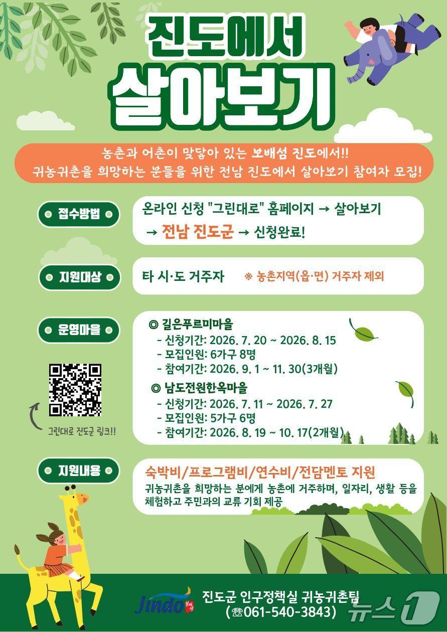본문 이미지 - '진도에서 살아보기'홍보 포스터.(진도군 제공, 재판매 및 DB 금지)/뉴스1 