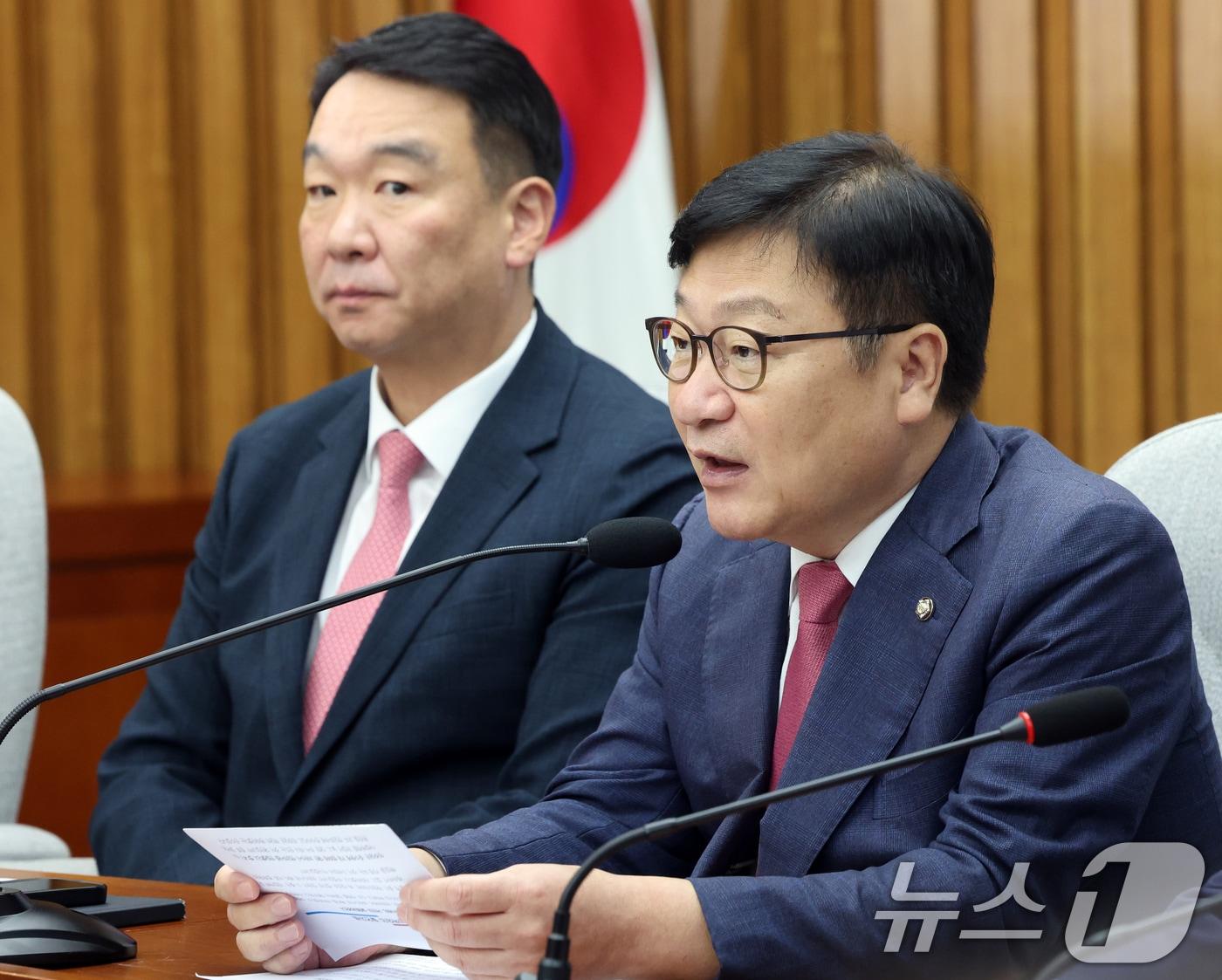 본문 이미지 - 정점식 국민의힘 원내대표가 28일 오전 서울 여의도 국회에서 열린 원내대책회의에서 모두발언을 하고 있다. 2026.7.28 ⓒ 뉴스1 황기선 기자