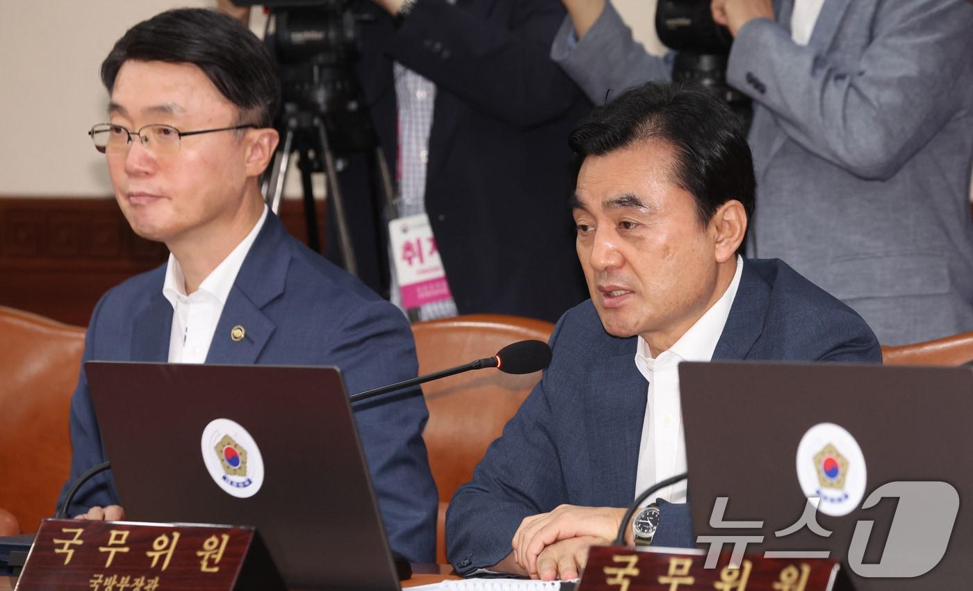 본문 이미지 - 안규백 국방부 장관이 28일 서울 종로구 세종대로 정부서울청사에서 열린 국무회의에서 발언을 하고 있다. 2026.7.28 ⓒ 뉴스1 김명섭 기자