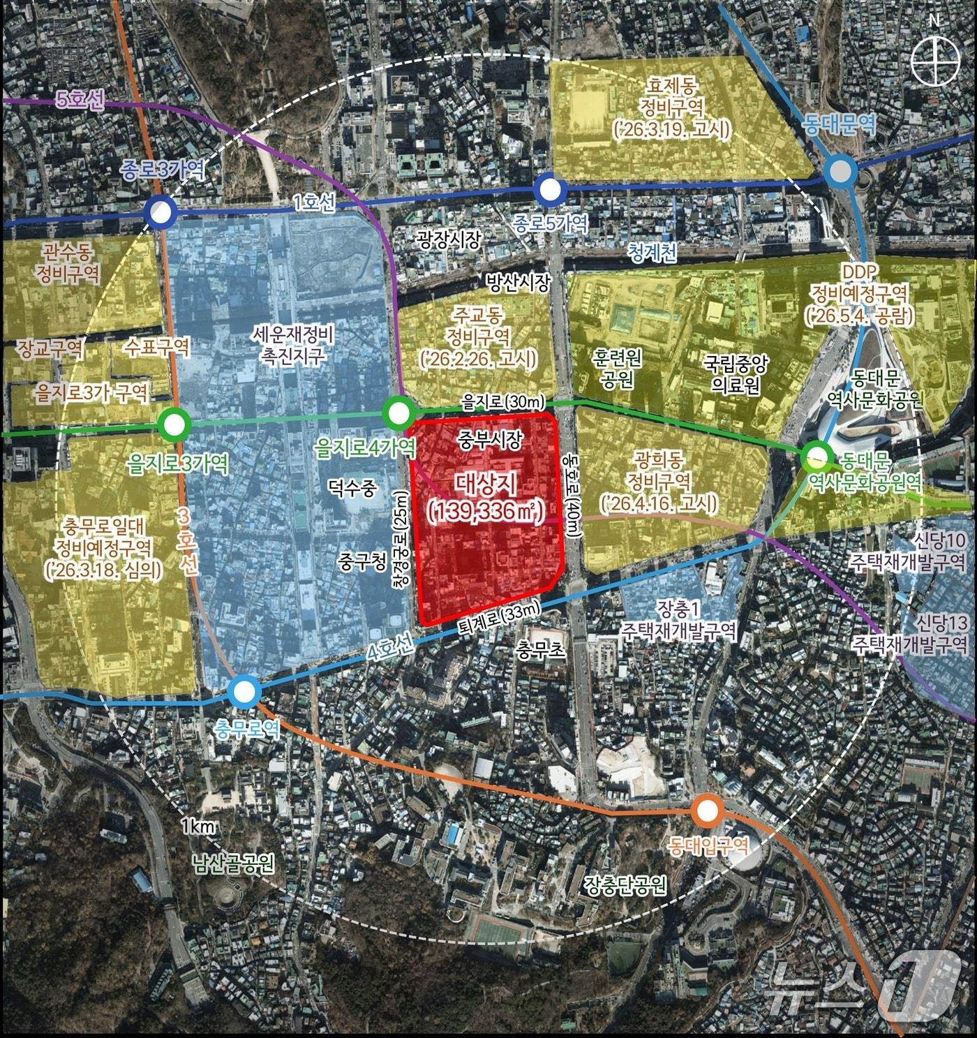 본문 이미지 - 서울 중구 오장동 148-12번지 일대 추진되는 재개발사업 위치도(서울시 제공)