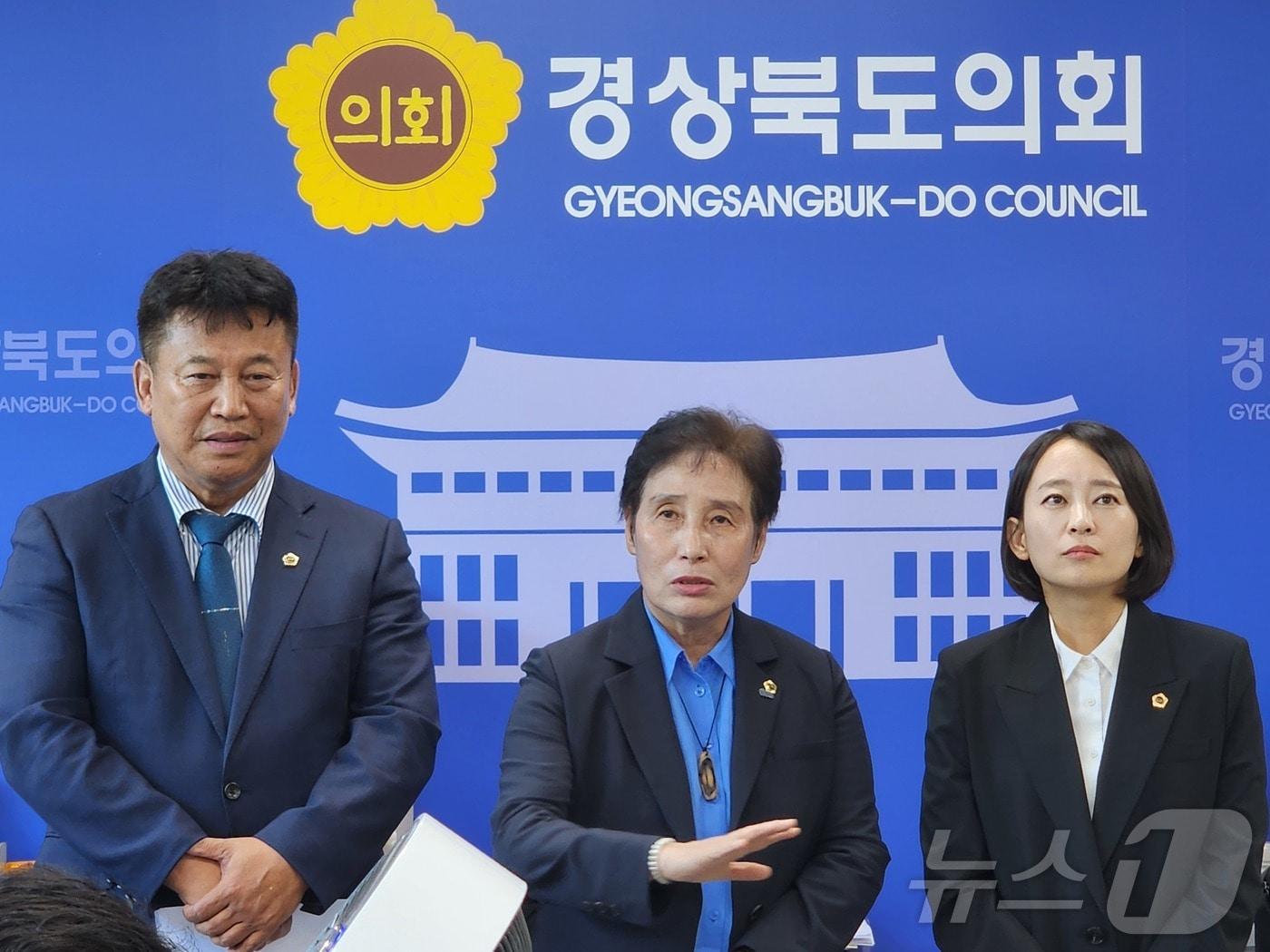 본문 이미지 - 더불어민주당 경북도의원단은 5일 제13대 경북도의회 의정활동을 시작하며 "소수 의견을 존중하는 협치와 의회민주주의 회복에 앞장서겠다＂고 밝혔다.사진은 왼쪽부터 더불어민주당 정용채,정숙경,장은주 도의원 /뉴스1