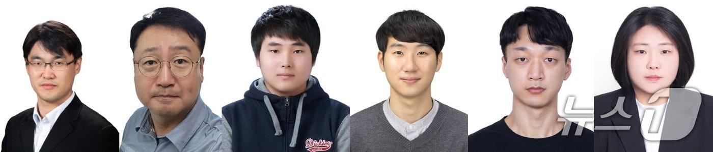 본문 이미지 - GIST-인하대 공동연구팀. 윤명한·심봉섭 교수, 나현준·홍영범 박사과정생, 조일영 박사. 이다영 박사후연구원(왼쪽부터)(GIST 제공, 재판매 및 DB 금지)/뉴스1 