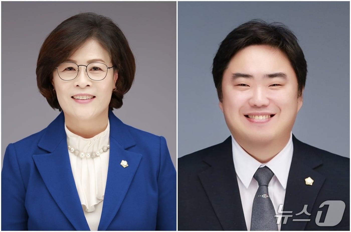 본문 이미지 - 김제시의회 제10대 전반기 이정자 의장(사진 왼쪽)과 김승일 부의장./뉴스1