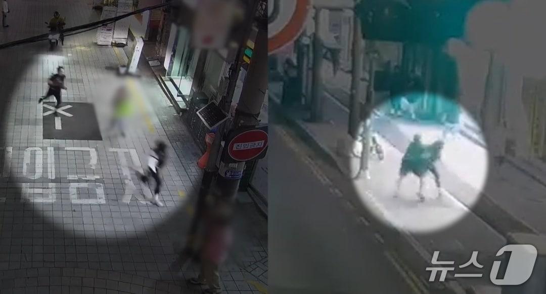 본문 이미지 - 지난달 23일 오후 8시 10분쯤 부산 남구 대연동 한 도로에서 배달 오토바이 운전자 A 씨가 신호위반으로 경찰의 검문을 받다 도주해 경찰이 추격했다. 두 차례 도주 끝에 A 씨는 시민에게 붙잡혀 검거됐다. (부산 남부경찰서 제공. 재판매 및 DB금지)