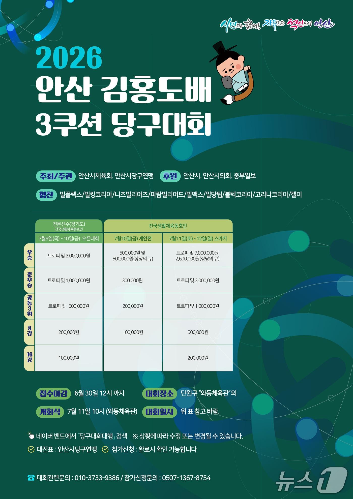 본문 이미지 - 김홍도배 전국 3쿠션 당구대회.(안산시 제공)