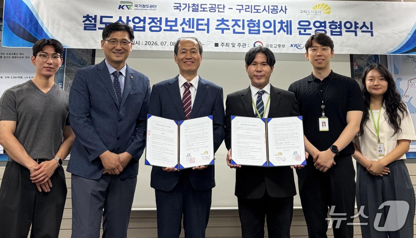 본문 이미지 - 국가철도공단 철도산업정보센터는 구리도시공사와 '철도산업정보센터 추진협의체 운영 협약'을 체결하고 철도산업정보의 공동 활용과 기관 간 협력 기반을 확대한다고 밝혔다.(국가철도공단 제공. 재판매 및 DB 금지)/뉴스1