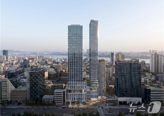 본문 이미지 - 서울시 강남구 청담동 124-19 일대 들어설 지상 35층 규모 복합개발 건물 조감도(서울시 제공)