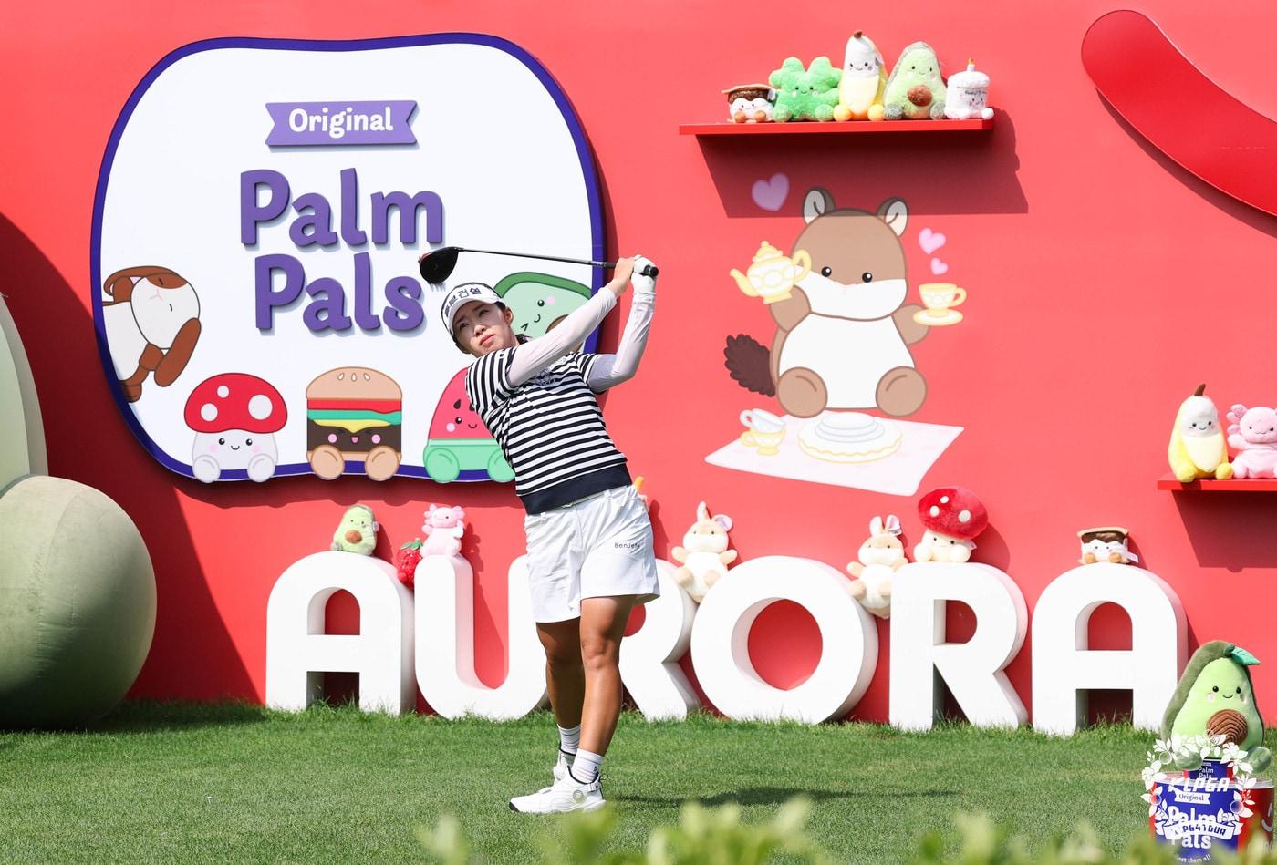 본문 이미지 - 김수지는 1일 강원 원주시 오로라 골프&리조트에서 열린 3라운드 18번홀에서 티샷을 하고 있다. (KLPGA 제공)