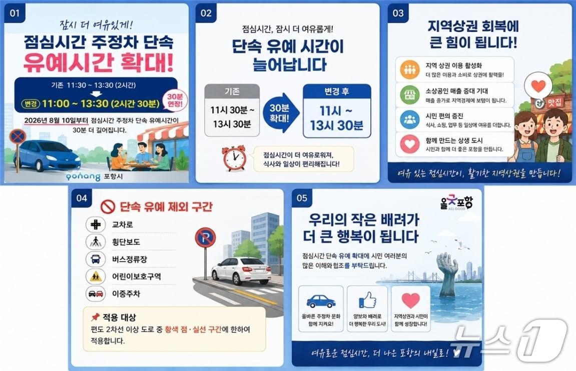 본문 이미지 - 경북 포항시 주정차단속 유예 홍보 안내문.(포항시제공, 재판매 및 DB금지) 2026.8.11/뉴스1 