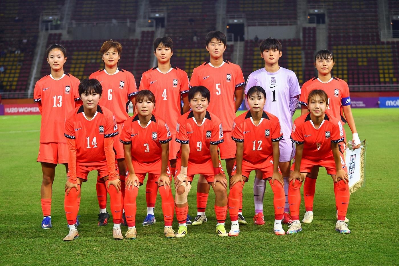 본문 이미지 - 2026 AFC U-20 여자 아시안컵 8강전에 나선 한국 대표팀 모습(아시아축구연맹 제공)