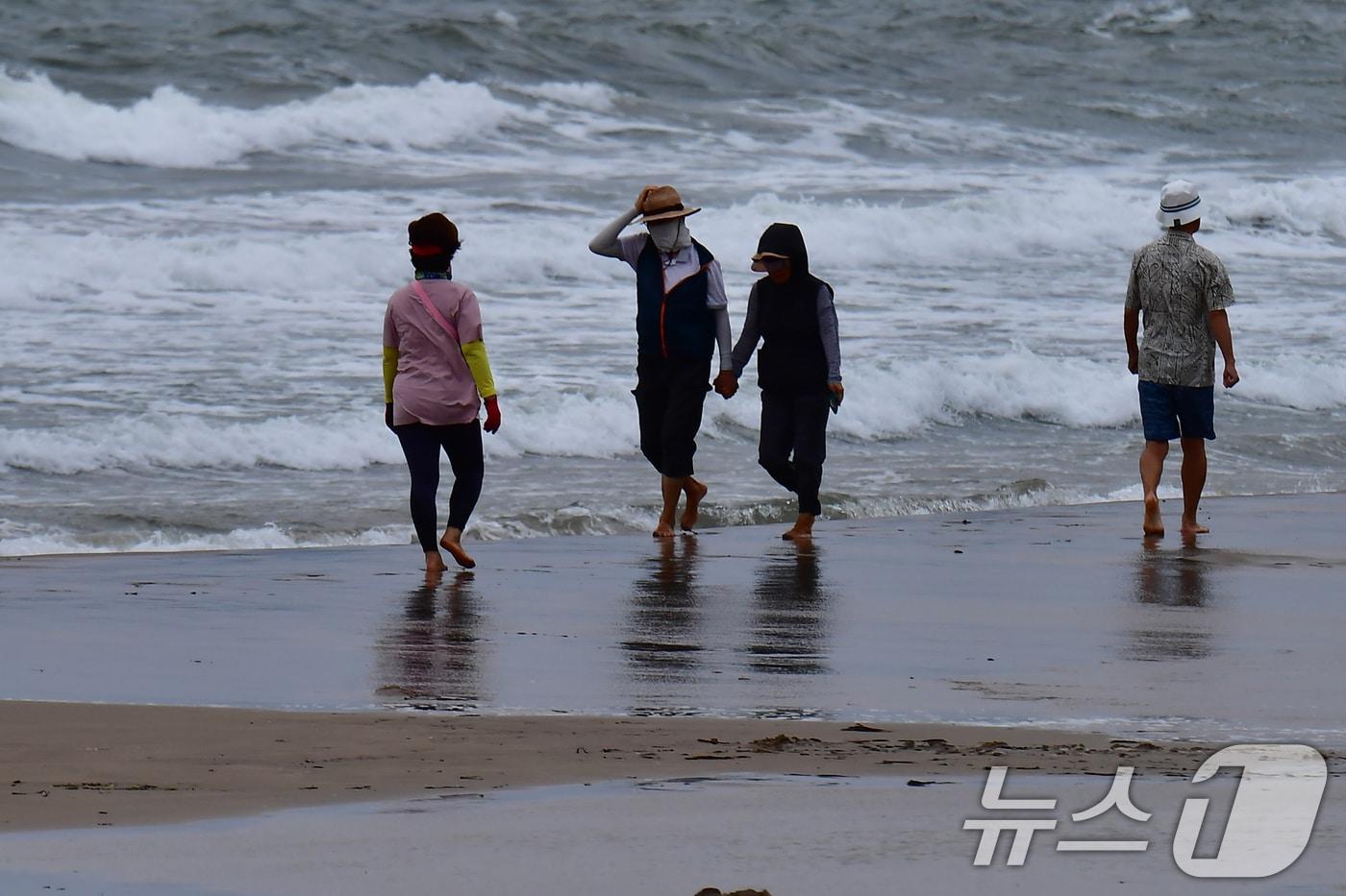 본문 이미지 - 12일 오전 제15호 태풍 찬홈의 영향으로 경북 포항시 북구 영일대해수욕장 백사장으로 높은 파도가 밀려들고 있다. 2026.8.12 ⓒ 뉴스1 최창호 기자
