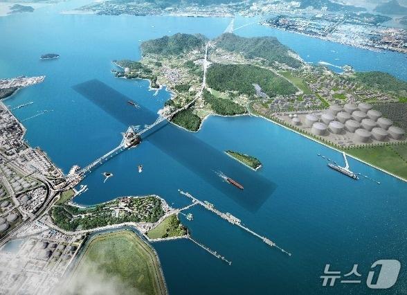 본문 이미지 -  광양항 묘도수도 항로 직선화 사업 조감도 (BS한양 제공)