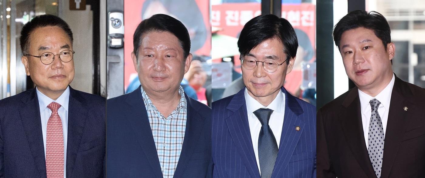 본문 이미지 - 국민의힘 윤리위가 20일 서울 여의도 중앙당사에서 전체회의를 열고 현역 의원 4인에 대한 징계안을 심의했다. 사진은 징계 대상자 서범수(왼쪽부터), 조경태, 권영진, 진종오 의원. (뉴스1DB. 재판매 및 DB금지) 2026.8.20/뉴스1 
