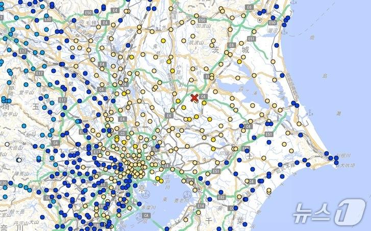 본문 이미지 - 23일 일본 이바라키현 남쪽에서 규모 5.9의 지진이 발생했다. (출처-일본 기상청) 2026.8.23./뉴스1
