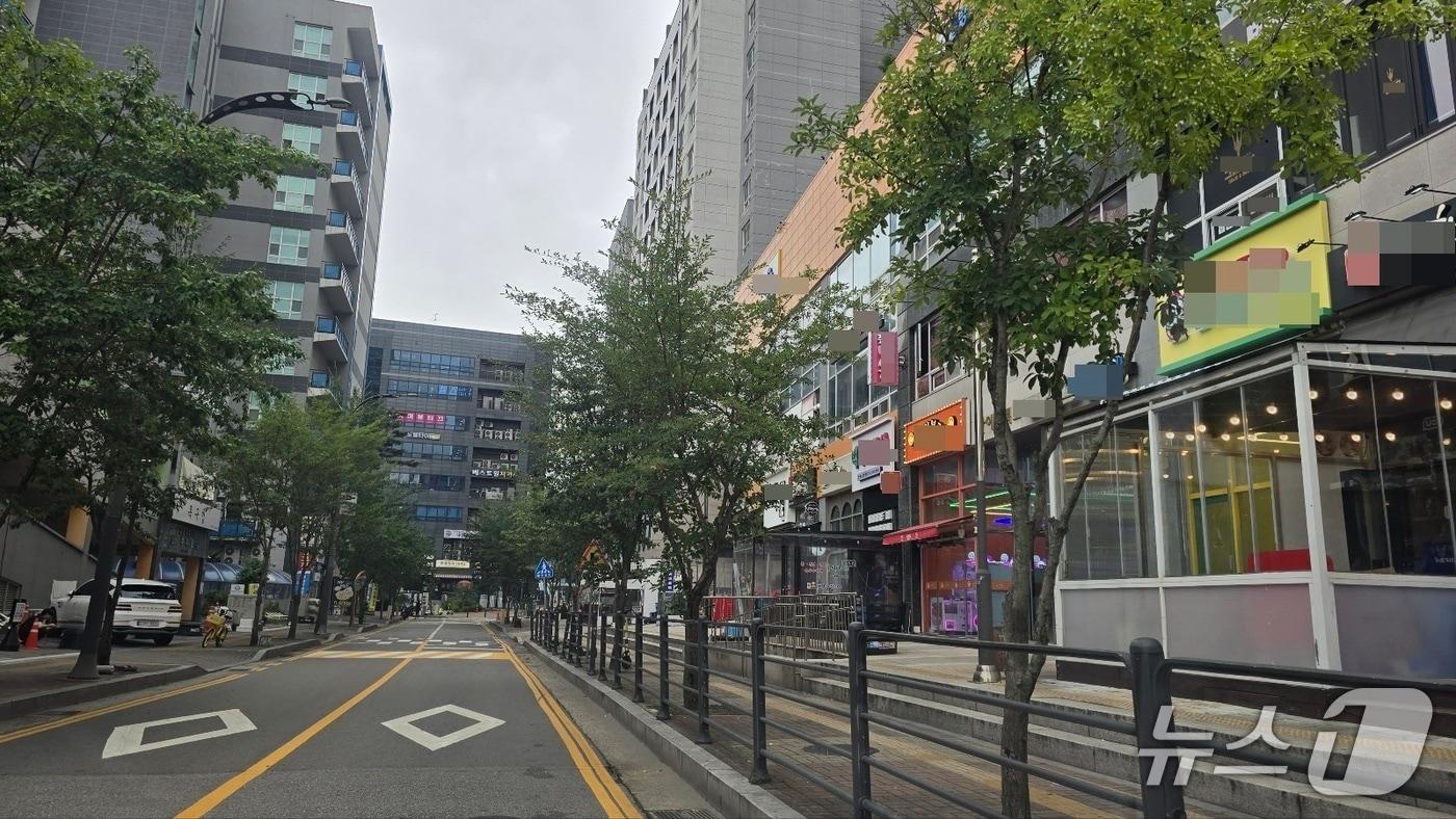 본문 이미지 - 지난 21일 파주 운정신도시의 대표 상권인 야당역 인근 상가 거리. 금요일 오후임에도 오가는 사람 없이 한산한 모습이다. /박대준 기자 (재판매 및 금지)