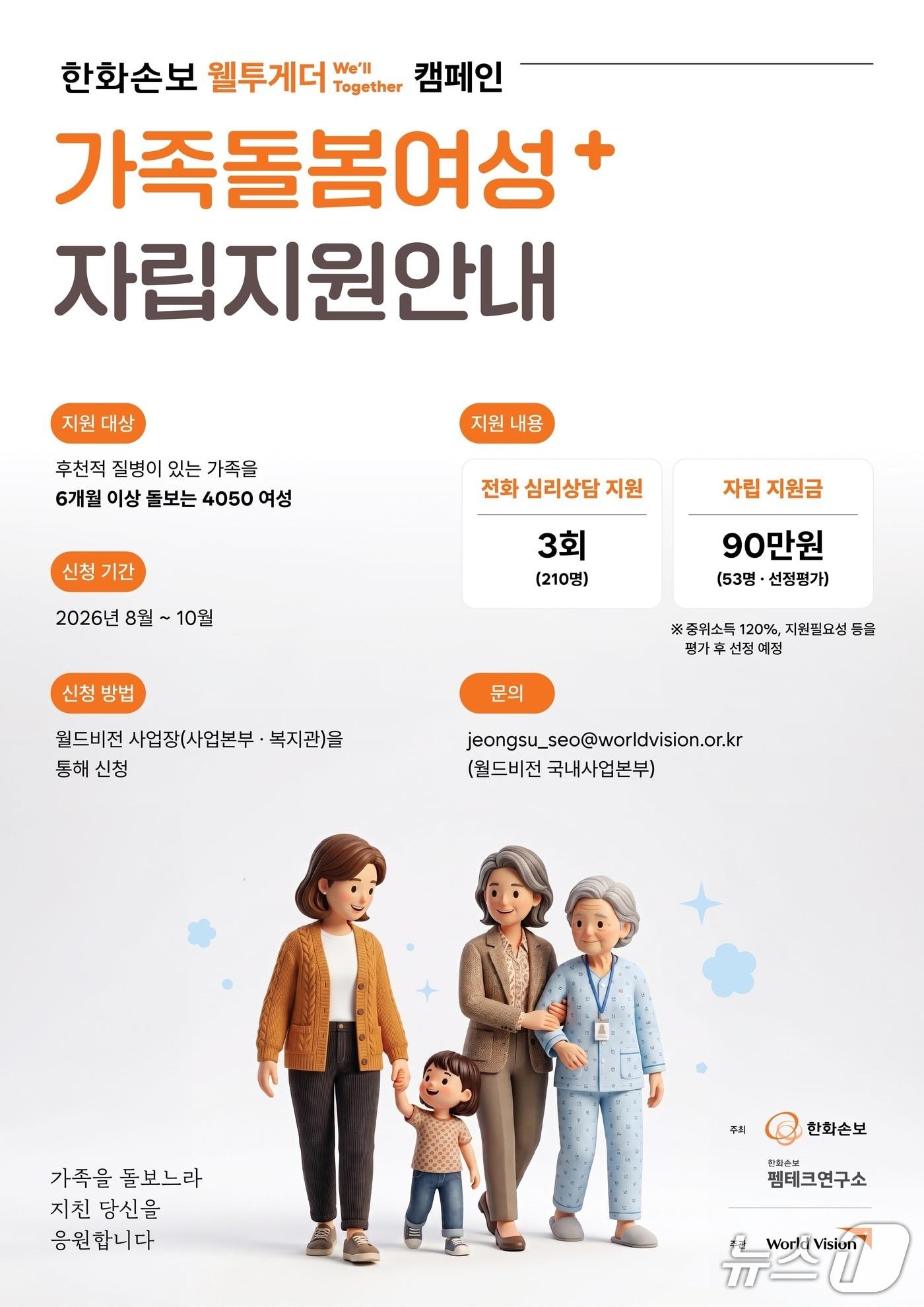 본문 이미지 - 한화손해보험, ‘4050 가족돌봄여성’ 대상 심리∙자립 지원 나선다/사진제공=한화손해보험
