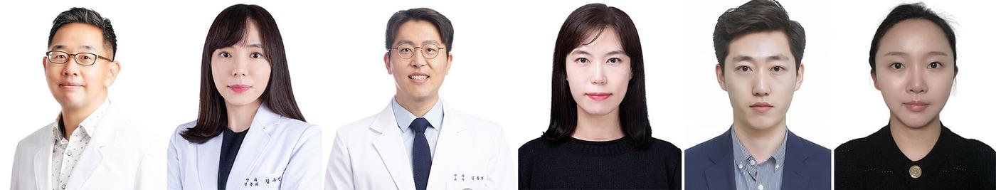 본문 이미지 - 송종석(왼쪽부터), 김우진 고려대구로병원 안과 교수, 김동현 고려대안암병원 안과 교수, 강리아, 박준봉, 김옥교 고려대 의과대학 연구원(고려대구로병원 제공)